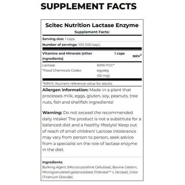 Scitec Nutrition Lactase Enzyme (100 caps)