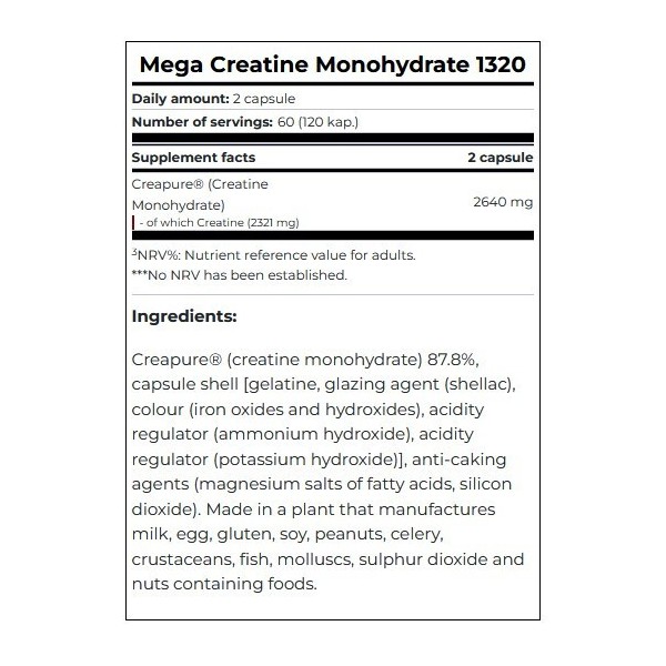 Mega Creatine Monohydrate 1320 (120 caps)
