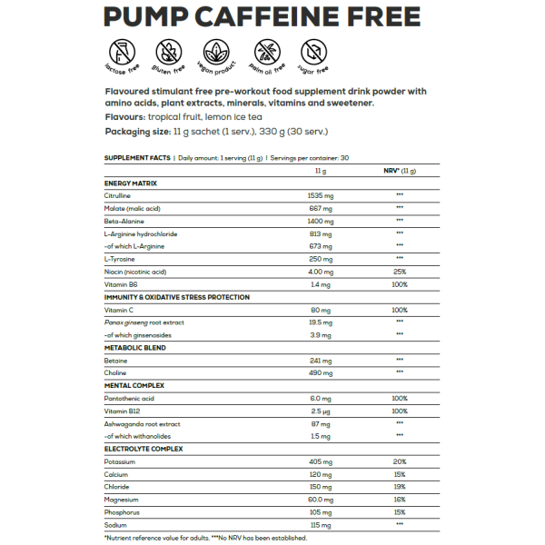 BiotechUSA Pump Caffeine Free drink powder 330g