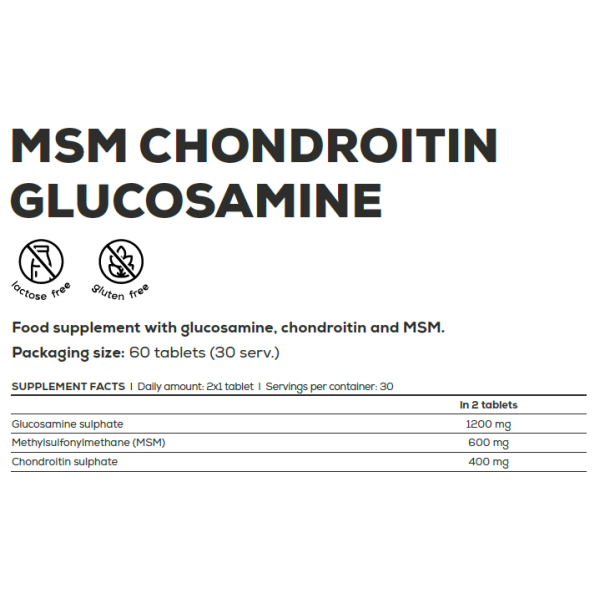 BiotechUSA MSM Chondroitin Glucosamine - 60 tablets
