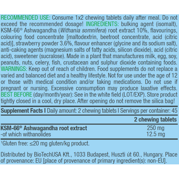 BiotechUSA Ashwa Candy - 90 chewable tablets strawberry twist