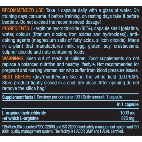 BiotechUSA L-Arginine 90 caps
